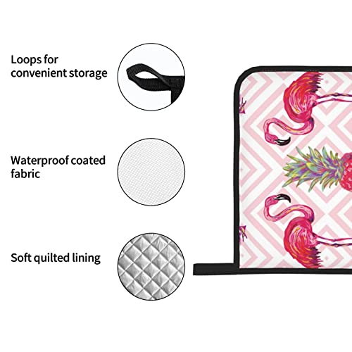 Pink Flamingo Pineapple Oven Mitts And Pot Holders Sets Of 4 Heat Resistant Oven Gloves And Hot Pads Potholders Kitchen Baking Cooking Bbq Cute Oven Mitts #TOP3