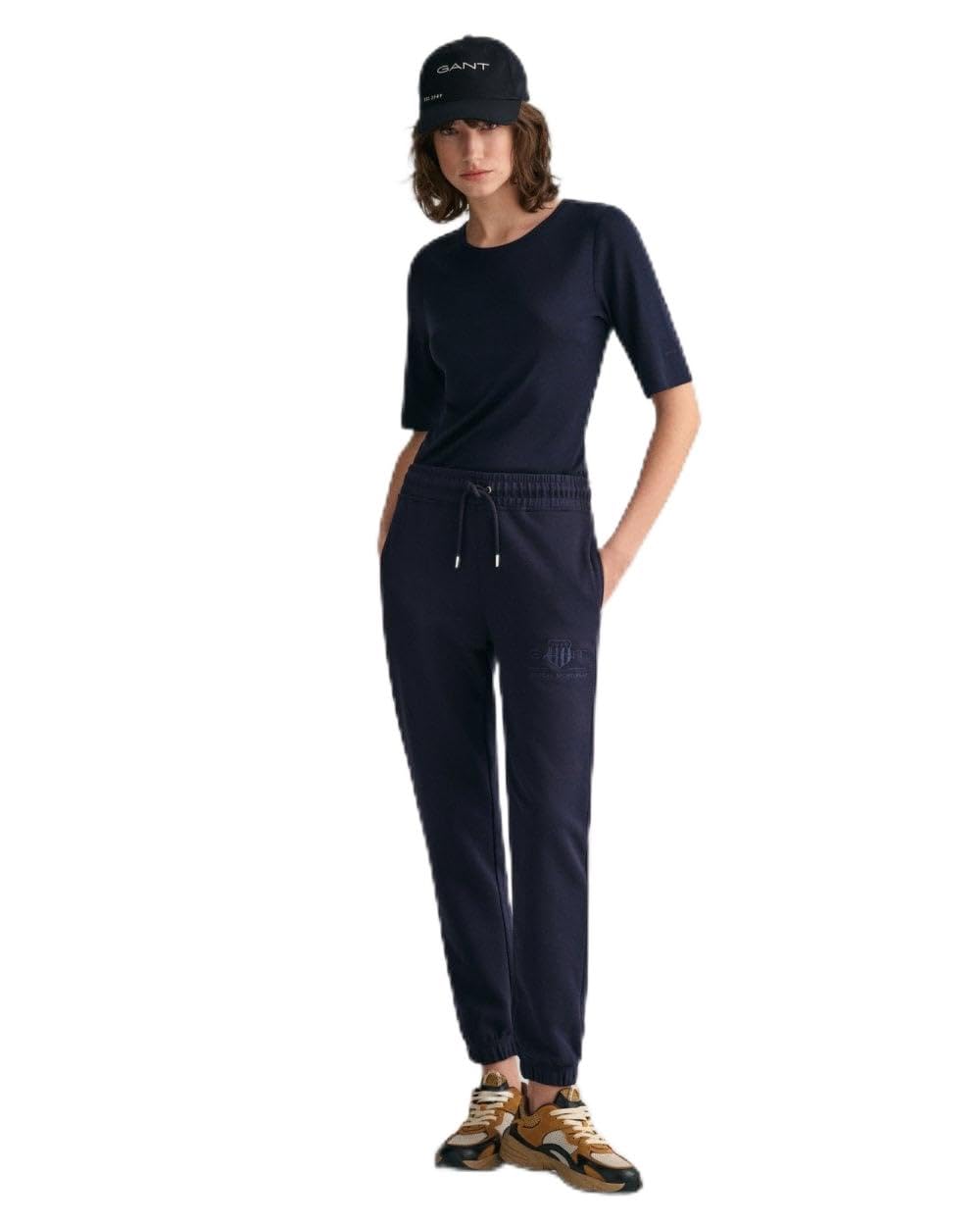 Gant Women's Evening Blue Reg Shield Sweatpants Tonal Logo Sweatpants, M