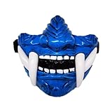 GK-O Japanese Monster Devil Hannya Mask Noh Demon Oni Samurai Half Face Sheild (Blue)