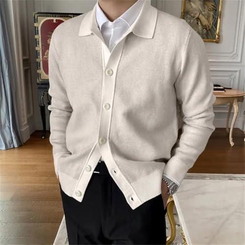 Men's Four-Season Lapel Long-Sleeved Button-Knitted Casual Slim-Fit Knitted Cardigan Sweater3