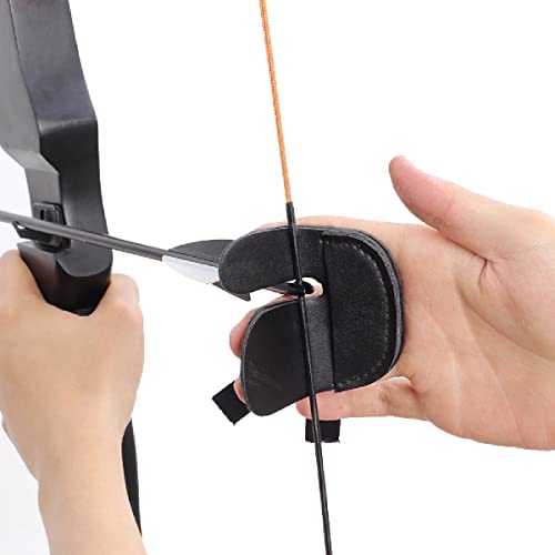 Triwonder Archery Arm Guards & Arrow Finger Tab Finger Saver Set Adjustable Straps Archer Shooting Arm Protector For Hunting Shooting (Black With Finger Tab) #TOP4
