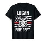 Logan Utah Fire Department Thin Red Line Fireman T-Shirt