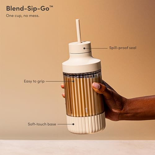 Image of Beast Mighty 850 | Premium Compact Personal Blender | Smoothies, Shakes, Dressings, Sauces, Desserts, Dips | Blends Ice and Frozen Fruit | Includes Extra Lids and Straws | 850W (Sand)