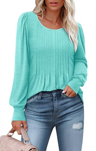 BETTE BOUTIK Long Sleeve Shirts for Women Fall Tops Dressy Blouses Crewneck Tunic Tops for Leggings S-3XL