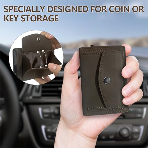 AirTag Wallet Card Holder for Mens, Secure Holder for Apple Air Tag, Pop up Card Case, Premium Genuine Leather, RFID Blocking, Minimalist Smart Slim 9-14 Card Capacity, ID Window, Cash Slot3