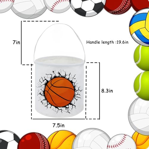 Image of Basketball Bucket,Kids Bucket, Small Gift Bucket with Handles for Kids Room Decor.Toy Bucket.(Basketball)