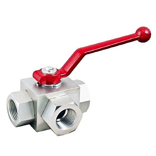 Uzman-Versand 3/8 3 wege Kugelhahn L- Type Hydraulik-Dreiwege Kugelhahn Ventil L-bohrung Pneumatisch Kugelhahnventil Absperrhahn Abspersventil 3/2 Dreiwege umschalthahn wegeventil