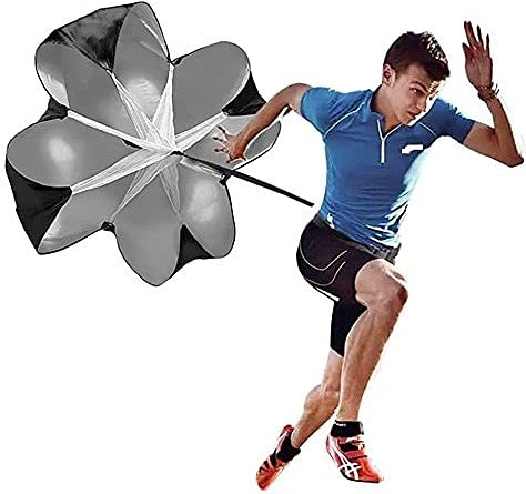 S&F Junction Running Speed Training 48" Parachute with Adjustable Strap, Free Carry Bag. Speed Chute Resistance Running Parachute for Kids Youth and Adults Color- Black, Pack of 1