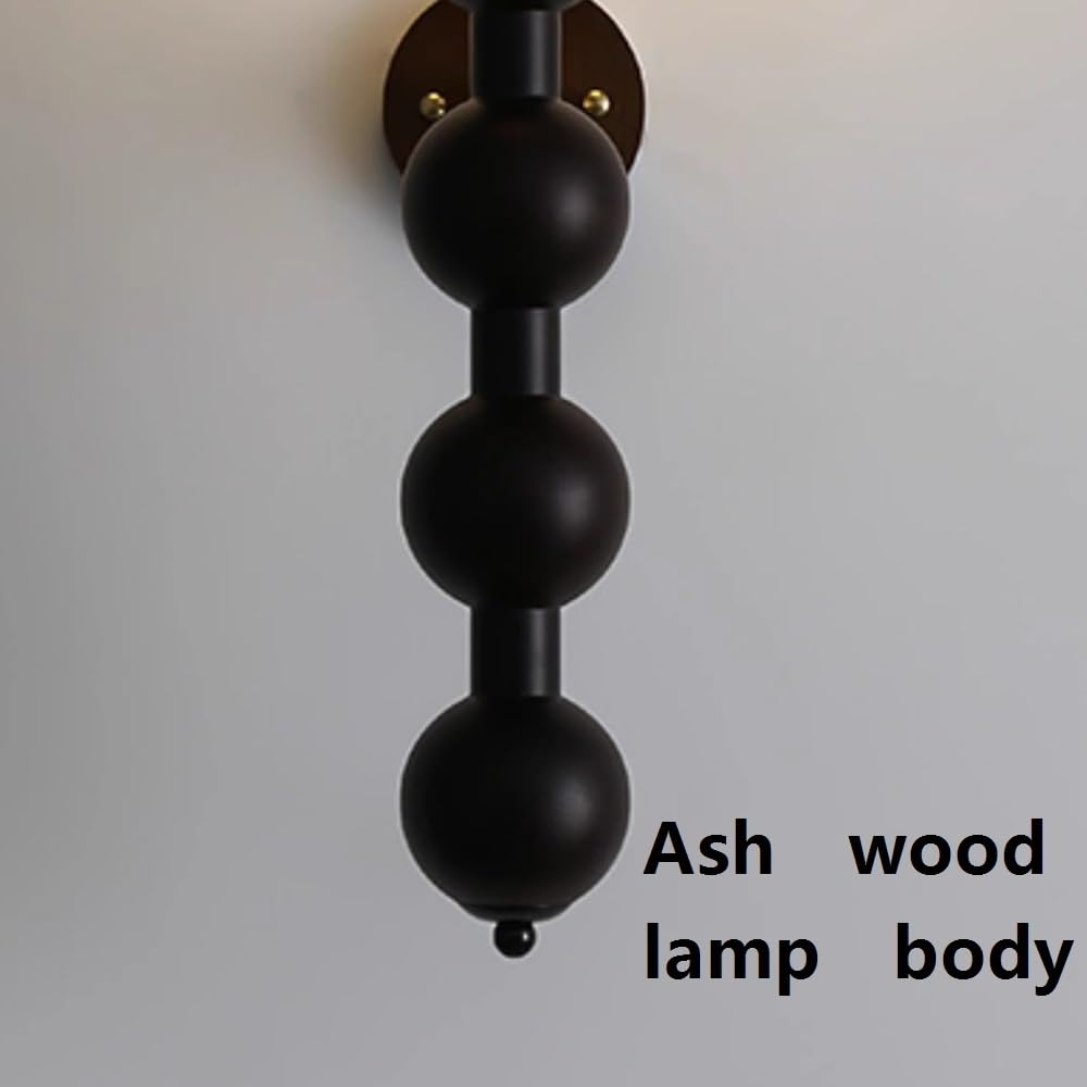 Lampada da Parete Stile metà secolo, Applique con Design a Sfere sovrapposte e Globo in Vetro lattimo, Luce Marrone Noce o Nero Opaco, apparecchio Verticale per Camera da Letto, so
