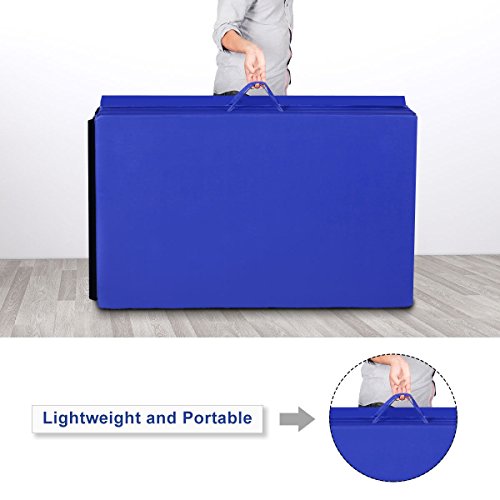 Giantex Sp31622Bl Gymnastics Mat Folding Panel Thick Gym Fitness Exercise, Blue, 4'X10'X2 #TOP4