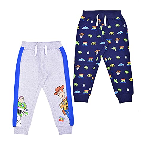 Disney Boy’s Jogger Pants Set of 2 Sweatpants with Toy Story Print, Navy/Grey/Blue/White/Black