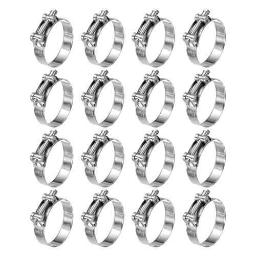 Kozelo 16Pcs 304 Stainless Steel T-Bolt Hose Clamp, Adjustable OD Range 2.9" to 3.1" (74-79mm) Heavy Duty Pipe Strap Clamp, Metal Fuel Line Clamping for Automotive, Plumbing, Industrial