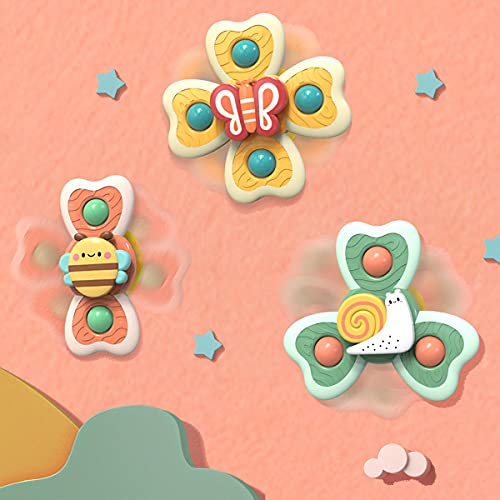 The perseids Suction Cup Spinning Top Toys(3 Pack) Baby Bath Toy Toddler Toys 2 3 4
