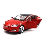 Model S Toy Car 1:32 Scale Alloy Car Diecast Model Toys for Kids, Pull Back Electronic Toys with Lights and Music, Birthday Gifts for Kids(Tesla S-Red)