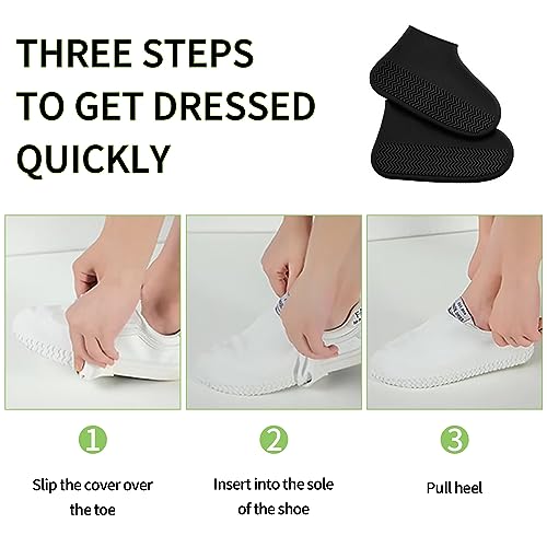 JEVRKAPZ Waterproof Shoe Covers,Reusable Foldable Not-Slip Rain Shoe Covers,Portable Water Resistant Overshoe,Shoes Protectors Overshoes Rain Galoshes for Kids,Men and Women by JEVRKAPZ - Used condition - Image 3