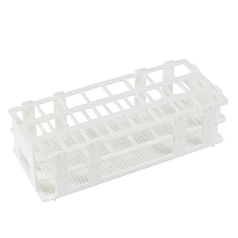 BIPEE Plastic Test Tube Rack, 24 Holes,Test Tube Holder for 25 mm Test Tubes, White Vial Holder, Detachable Test Tube Holder Rack 1pcs,24 Holes