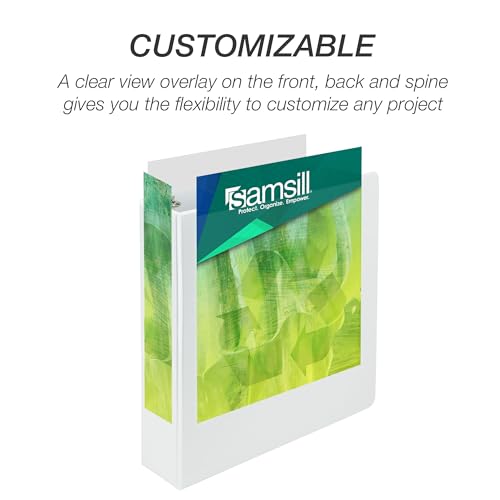 Image of Samsill Plant-Based 2 Inch Durable D-Ring Binder, View Binder, Eco-Friendly, USDA Certified Biobased, 12 Pack, White