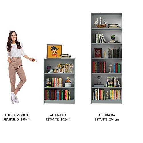 Kit Madesa Estante Livreiro 6908 + Estante Livreiro 6907 - Cinza