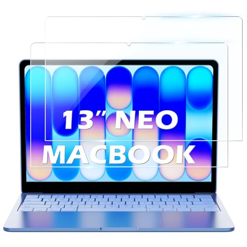 Samlior 2 Stück Schutzfolie für MacBook Neo 13\ 2026, 9H Härte Panzer Schutz Glas für Neo 13\, Kratzfest, HD Displayschutzfolie