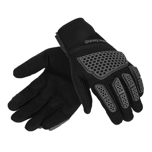 Image of Royal Enfield Street Ace Riding Gloves | Air Mesh- Optimum Ventilation | Microsuede Patch for Grip | Poly Stretch Fabric | Protection- TPR Knuckle Protectors | Dark Black S