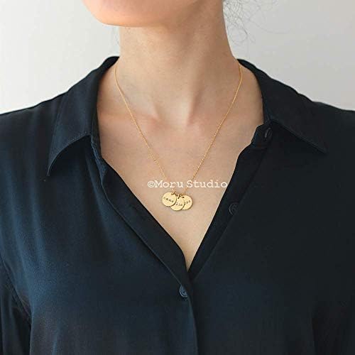 Custom Name Disk Necklace  Mommy Necklace with Kids & Baby Name  Custom Engraved Letters  Personalised Name  Initial Disc Necklace  Mom & Grandma Gift  Mom & Daughter 182