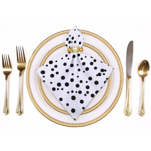 Servilletas de Tela Lunares Blancos y Negros Reutilizables 2 PCS miniatura 3