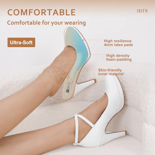 Idifu Women'S Tracy Platform High Heels Closed Toe Pumps Strappy Cross Ankle Strap Shoes For Casual Work Wedding thumb #2