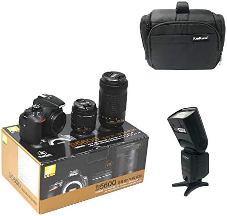 KamKorda Camera Bag + Flash + D5600 DSLR Camera + AF-P 18-55mm VR + AF-P 70-300mm f/4.5-6.3G VR, 24.2MP DX-Format CMOS Sensor, EXPEED 4 Image Processor, Full HD 1080p Video + 2 Year Warranty