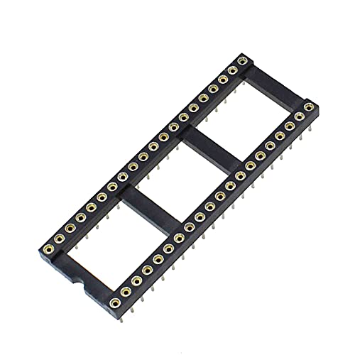 10Pcs IC Socket Flat Foot Round Hole Direct Plug Single Chip Socket 6P 8P 14P 16P 18P 20P 24P 28P 32P 40P (40P-Round Hole(Wide))