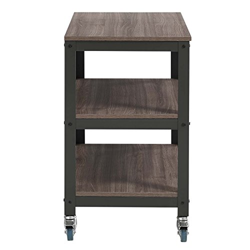 Modway Vivify Industrial Modern Three Tiered Serving Stand Rolling Cart in Gray Walnut