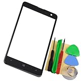 Black Front Outer Screen Glass Lens Replacement Part with Tools for Nokia Lumia 625