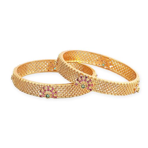 Rubans 22K Gold Plated Pink Green Stone Studded Bangle For Women (B0D6KN6FN6) Amazon Price History, Amazon Price Tracker