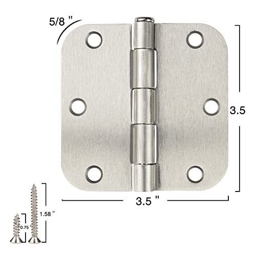 Image of 90 Pack Satin Nickel Door Hinges 3.5 x 3.5 Inch Interior 3 1 /2 Inch Door Hinges for Doors Rounded 5 /8 inch Radius Corners Flat Iron Hinge 3 inchx 3 inch Door Hardware Controls