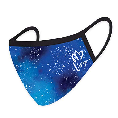 Andaz Press Reusable Zodiac Adult Face Mask with 1 Replaceable PM 2.5 Protection Filter, Virgo Horoscope Galaxy Design, Lightweight Breathable Washable Polyester Cloth Protection for Adults, 1-Pack