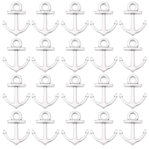 SUNNYCLUE 1 Box 100Pcs Metal Anchor Charms Bulk Nautical Charm