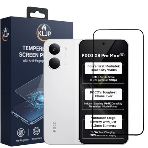 Image of Gorilla Tempered Glass For POCO X8 Pro Max (Pack of 1) With Installation Kit | Edge to Edge Coverage | Black