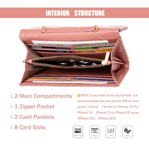 Image of U+U Small Crossbody Bags for Women, Cell Phone Purse Mini Clutch Bag with Removable Chain, Card Slots - Lightweight Purse