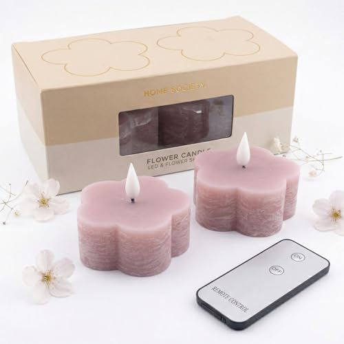 Velas de cera real en flor rosa, el regalo decorativo ideal