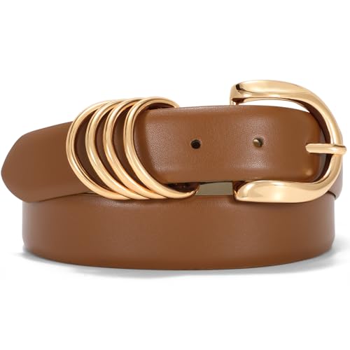 VONMELLI Belt for Women, Women's Leather Belt for Jean Pant, Fashion Ladies Waist Belt with Gold Metal Buckle