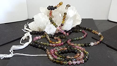 Perles tourmaline multicolores facettées 5.5mm LKBEADS pour création de bijoux de 35cm