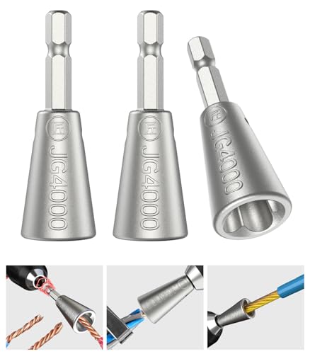 Katerk Upgraded 3pc Fast Wire Twister Tool for Drill, Electrical Nut Twister for Impact With 1/4 Chuck, Wire Connector Driver