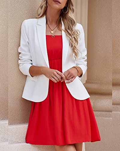 Luvamia Women's Notched Lapel Neck Long Sleeves One Button Pockets Blazer Jacket Wear To Work Suit Womens Suit Jackets And Blazers White Suits For Women White Jackets For Women New White Size M #TOP3