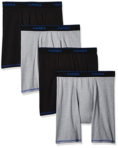 Hanes Men's 4-Pack Cool Comfort Breathable Mesh Long Leg Boxer Brief, Assorted, X-Large