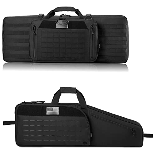 Dbtac Single Rifle Bag 35" (Black) + Double Rifle Bag 32" (Black), Lockable Zipper, Durable Material, Compact Design #TOP21