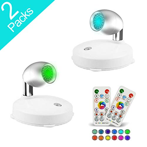 RGB Wireless Spotlight,LED Puck Light, LED Accent Battery Operated Lights with Remote, Dimmable