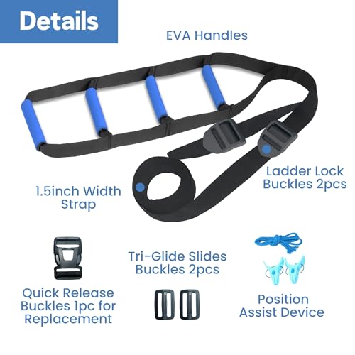 Bed Ladder Assist for Seniors, 160 Inches Sit Up Helper with Non-Slip 4 Handles, Pull Up Assist Device for Elderly Adults Injury Handicapped Patients - Image 3