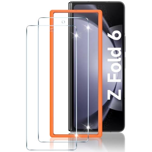 LYWHL 2-Pack Samsung Galaxy Z Fold 6 Screen Protector Tempered Glass Front Screen Protector for Galaxy Z Fold 6 with Alignment Frame Anti Scratch Bubble Free Case Friendly Easy Install - Transparent