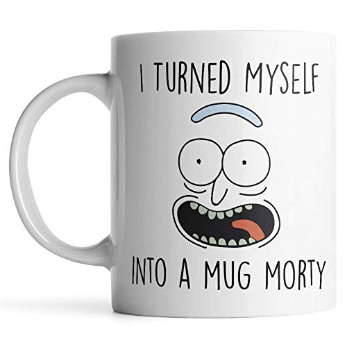 Lplpol Taza de café Rick Morty - Pickle Rick Parody - I Turned Myself Into A Mug Morty Funny Rick Sanchez - Gran regalo para los fans de Rick y Morty por Monkey Duo 11 oz Cover