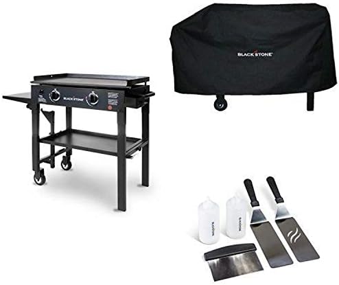 Blackstone 28 inch Outdoor Flat Top Gas Grill Griddle Station - 2-burner - Propane Fueled - Restaurant Grade - Professional Quality with Cover and Griddle Tool Kit