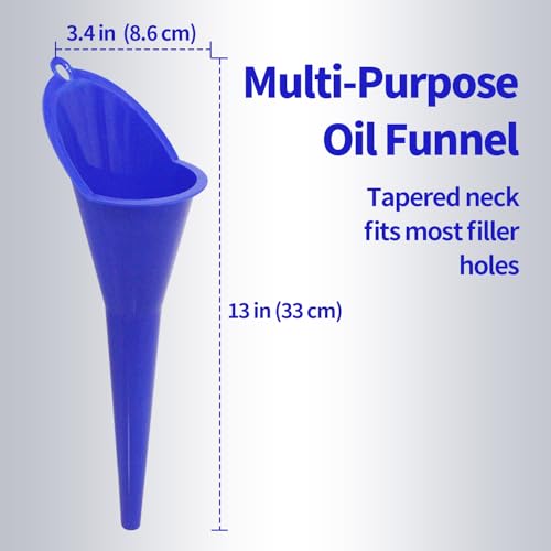 Automotive Funnel Set - 3 Blue Flexible Plastic Car Funnels for Oil, Transmission Fluid, Fuel & Engine Lubricants, Spill-Proof Design for Easy Pouring, Fits Small & Large Container - Thumbnail 2